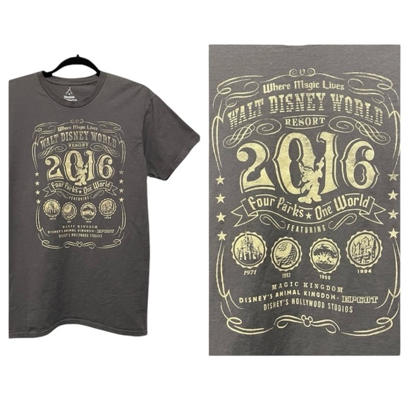 Walt Disney World Resort 2016 T-Shirt Cotton Gray Womens Medium M - Picture 1 of 7